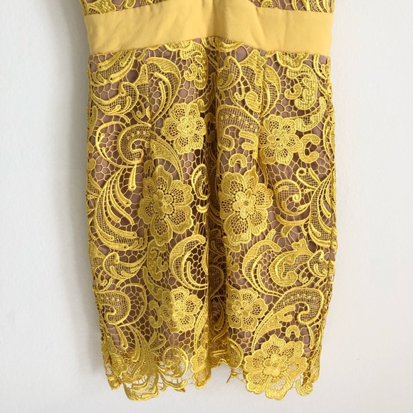 Dress the Population Ava Canary Yellow Lace Dress Small - Picture 4 of 11